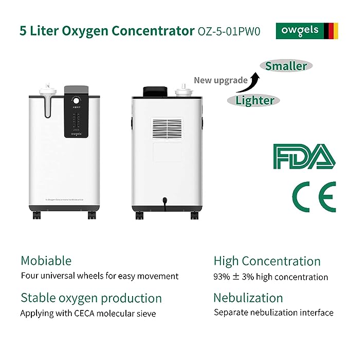 OWGELS (OZ-5-01PWO) | 5L Movable Hospital Use Oxygen Concentrator, Safer, Less expensive, and more convenient Life Saver | Best Suited for Home care Equipment(OPEN BOX) OWGELS (OZ-5-01PWO) | 5L Movable Hospital Use Oxygen Concentrator, Safer, Less expensive, and more convenient Life Saver | Best Suited for Home care Equipment(OPEN BOX)